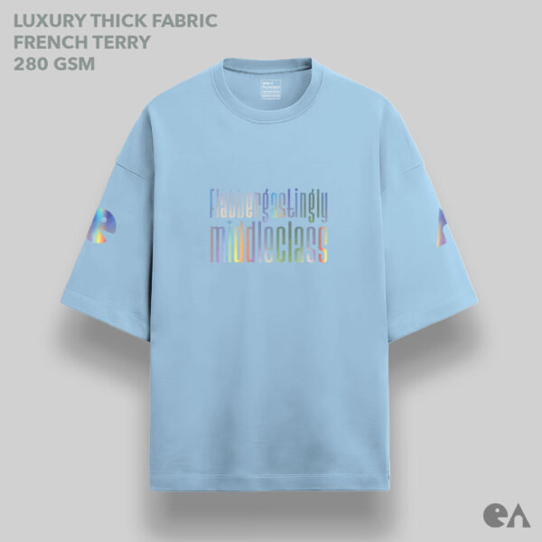 Flabbergastingly Middleclass | Reflective Rainbow Unisex Oversized Luxurious Super Soft 280 GSM Terry Tshirt - Image 3
