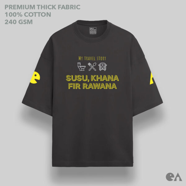 My Travel Story: Susu, Khana, Fir Rawana | Unisex Oversized Classic Tshirt, Premium 240 GSM - Image 4