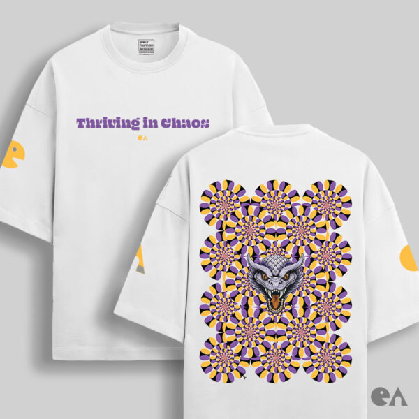 Thriving in Chaos, Illusion inspired by Rahu | Unisex Oversized Luxurious Super Soft 280 GSM Terry Tshirt - Image 4