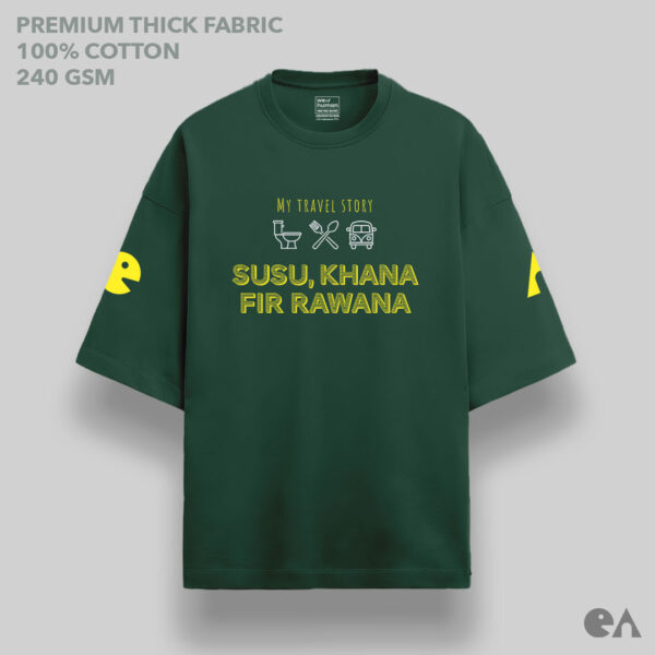 My Travel Story: Susu, Khana, Fir Rawana | Unisex Oversized Classic Tshirt, Premium 240 GSM - Image 3