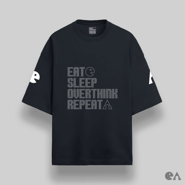 Eat Sleep Overthink Repeat | Unisex Oversized Luxurious Super Soft 280 GSM Terry Tshirt - Image 3