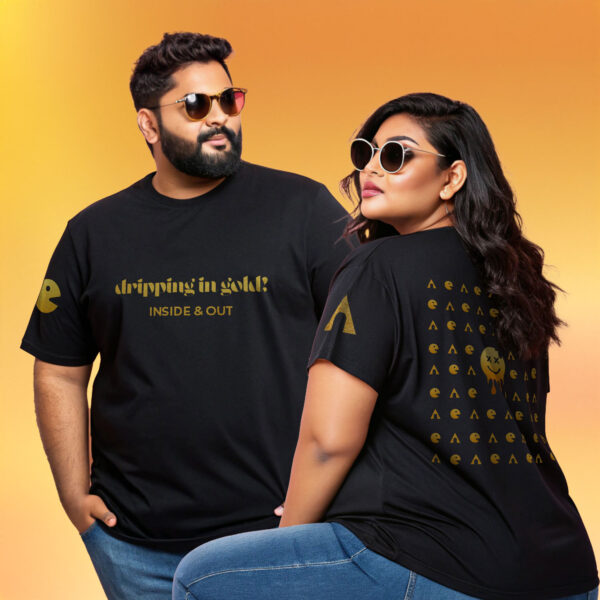 Dripping in Gold, Inside & Out | Plus Size Reflective Gold Vinyl Unisex Classic Tshirt 180 GSM