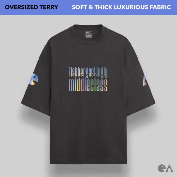 Flabbergastingly Middleclass | Reflective Rainbow Unisex Oversized Luxurious Super Soft 280 GSM Terry Tshirt - Image 8