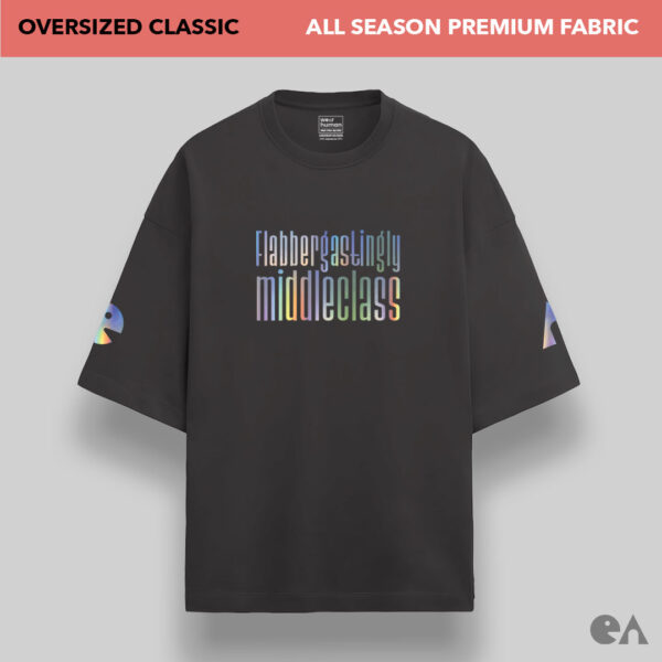 Flabbergastingly Middleclass | Reflective Rainbow Unisex Oversized Classic Tshirt, Premium 240 GSM - Image 7