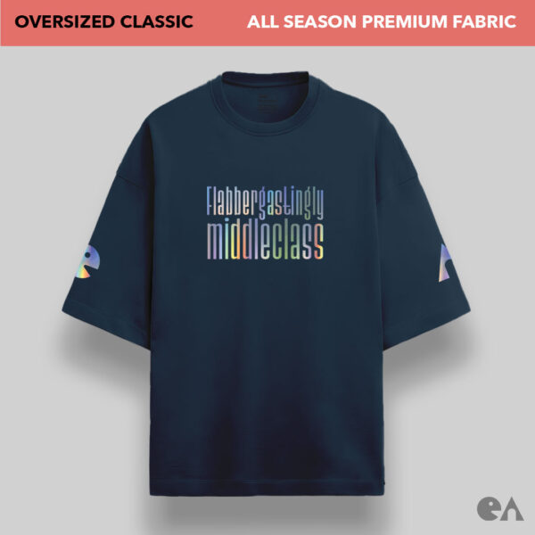 Flabbergastingly Middleclass | Reflective Rainbow Unisex Oversized Classic Tshirt, Premium 240 GSM - Image 2