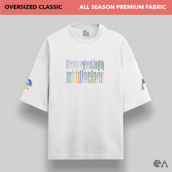 Flabbergastingly Middleclass | Reflective Rainbow Unisex Oversized Classic Tshirt, Premium 240 GSM - Image 4