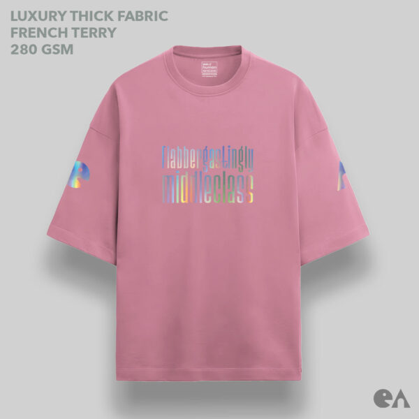 Flabbergastingly Middleclass | Reflective Rainbow Unisex Oversized Luxurious Super Soft 280 GSM Terry Tshirt - Image 4