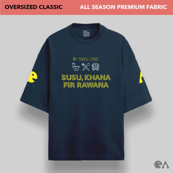 My Travel Story: Susu, Khana, Fir Rawana | Unisex Oversized Classic Tshirt, Premium 240 GSM - Image 2