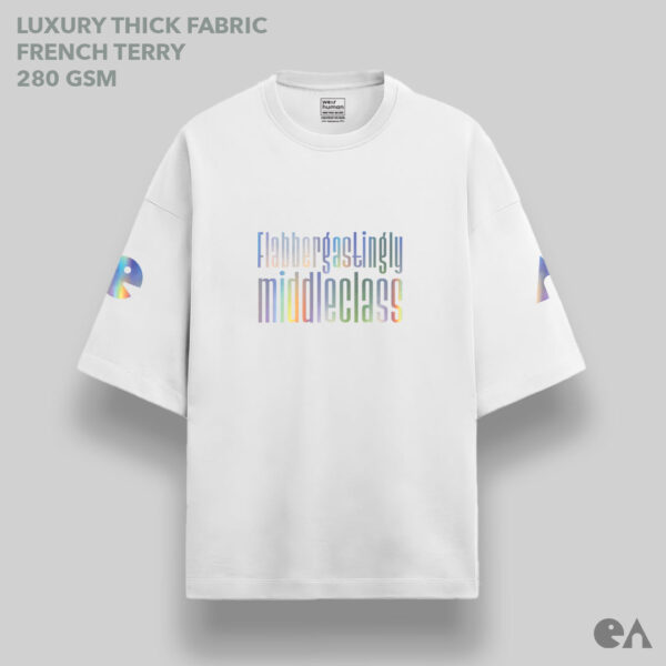 Flabbergastingly Middleclass | Reflective Rainbow Unisex Oversized Luxurious Super Soft 280 GSM Terry Tshirt - Image 5