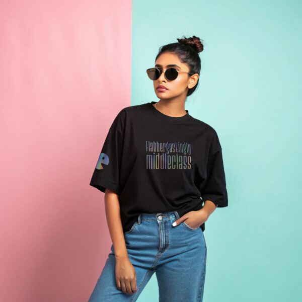 Flabbergastingly Middleclass | Reflective Rainbow Unisex Oversized Classic Tshirt, Premium 240 GSM