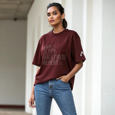 Eat Sleep Overthink Repeat | Unisex Oversized Luxurious Super Soft 280 GSM Terry Tshirt