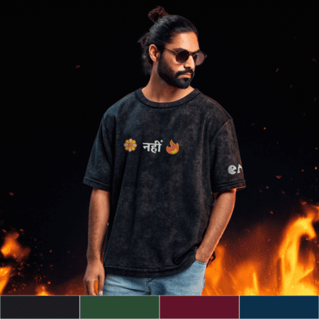 Flower Nahi Fire, Inspired by Pushpa | Oversized Regular Acid Washed 240 GSM