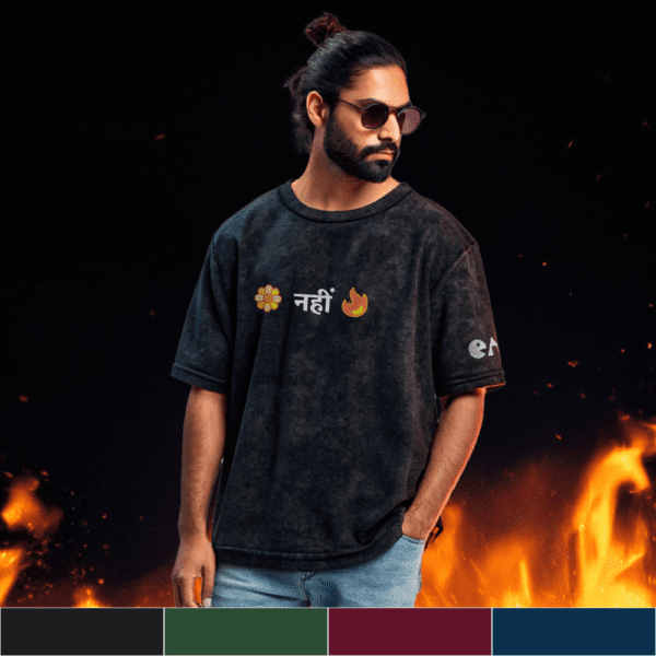 Flower Nahi Fire, Inspired by Pushpa | Oversized Regular Acid Washed 240 GSM