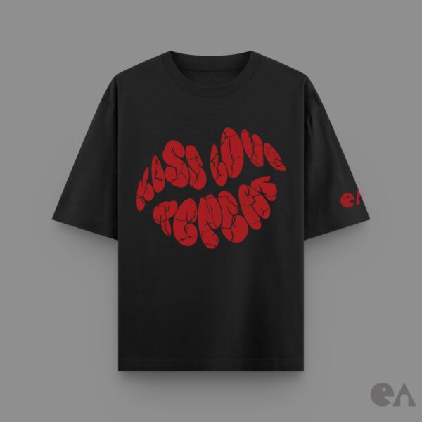 Kiss Love Repeat 💋 | Oversized Regular T-shirt 240 GSM - Image 3